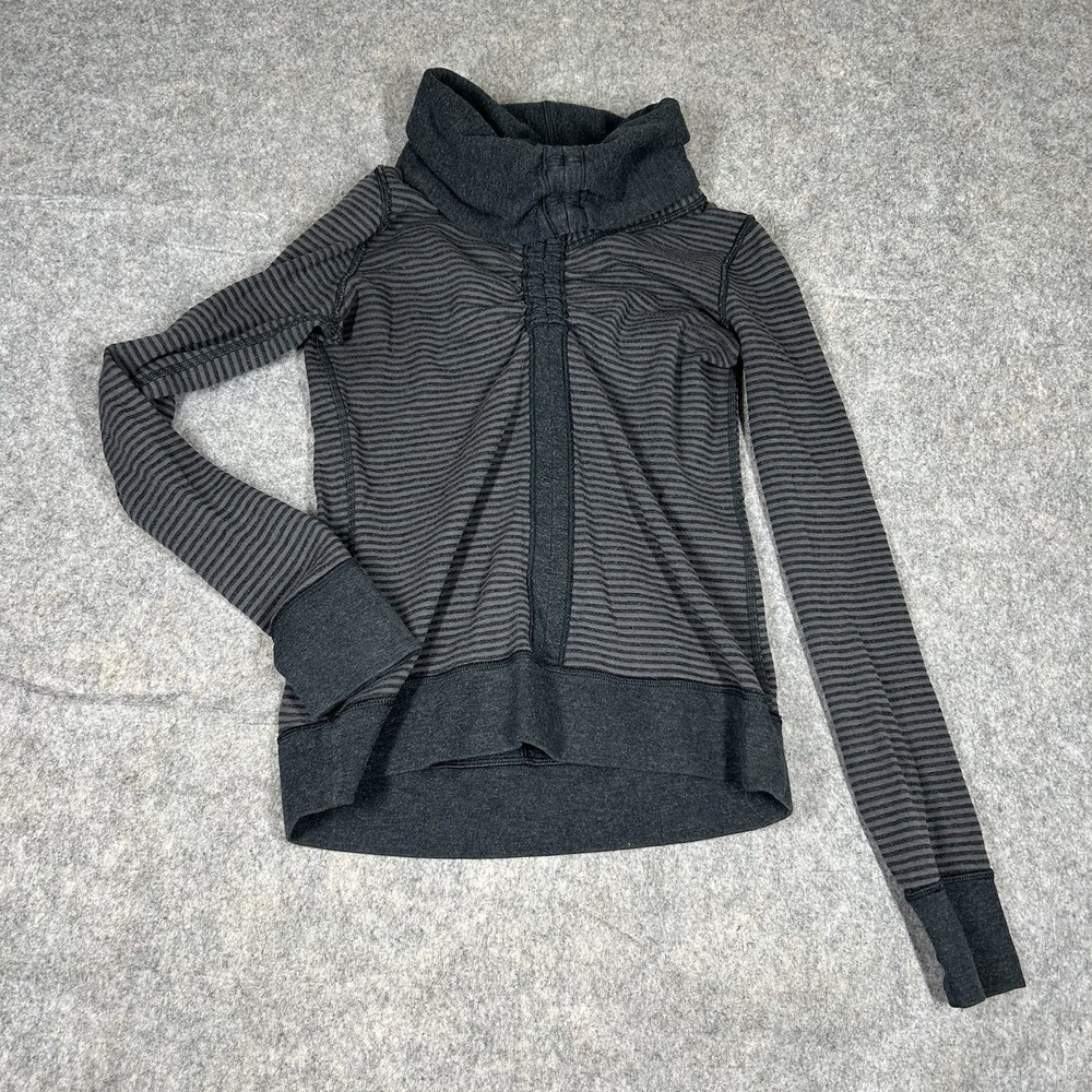Lululemon Sweater Women's 4 In A Cinch Heathered Black Classic Stripe
